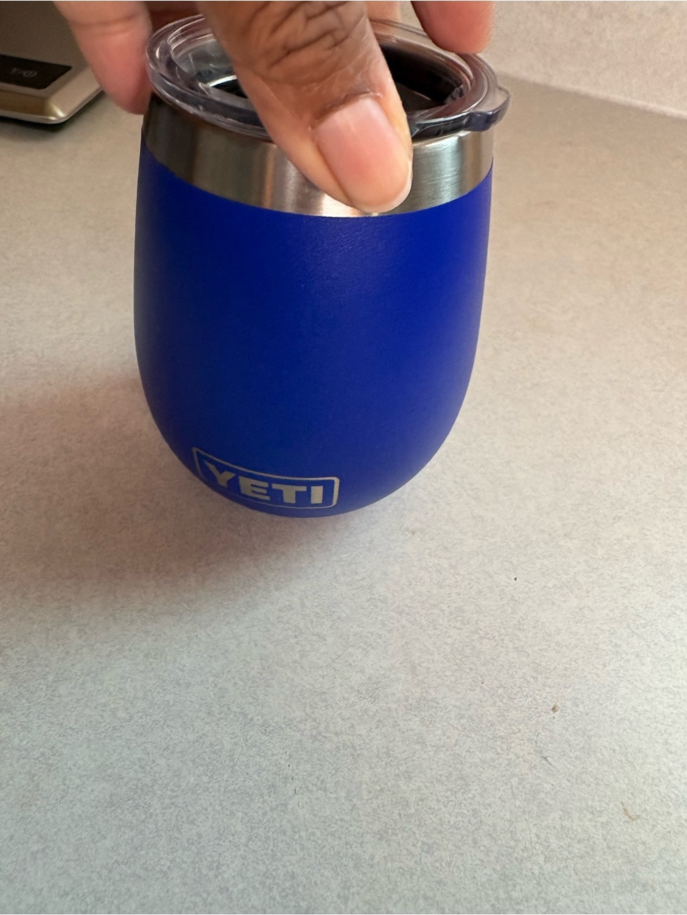 Yeti Royal Blue Stainless Steel Wine Tumbler with Clear Lid